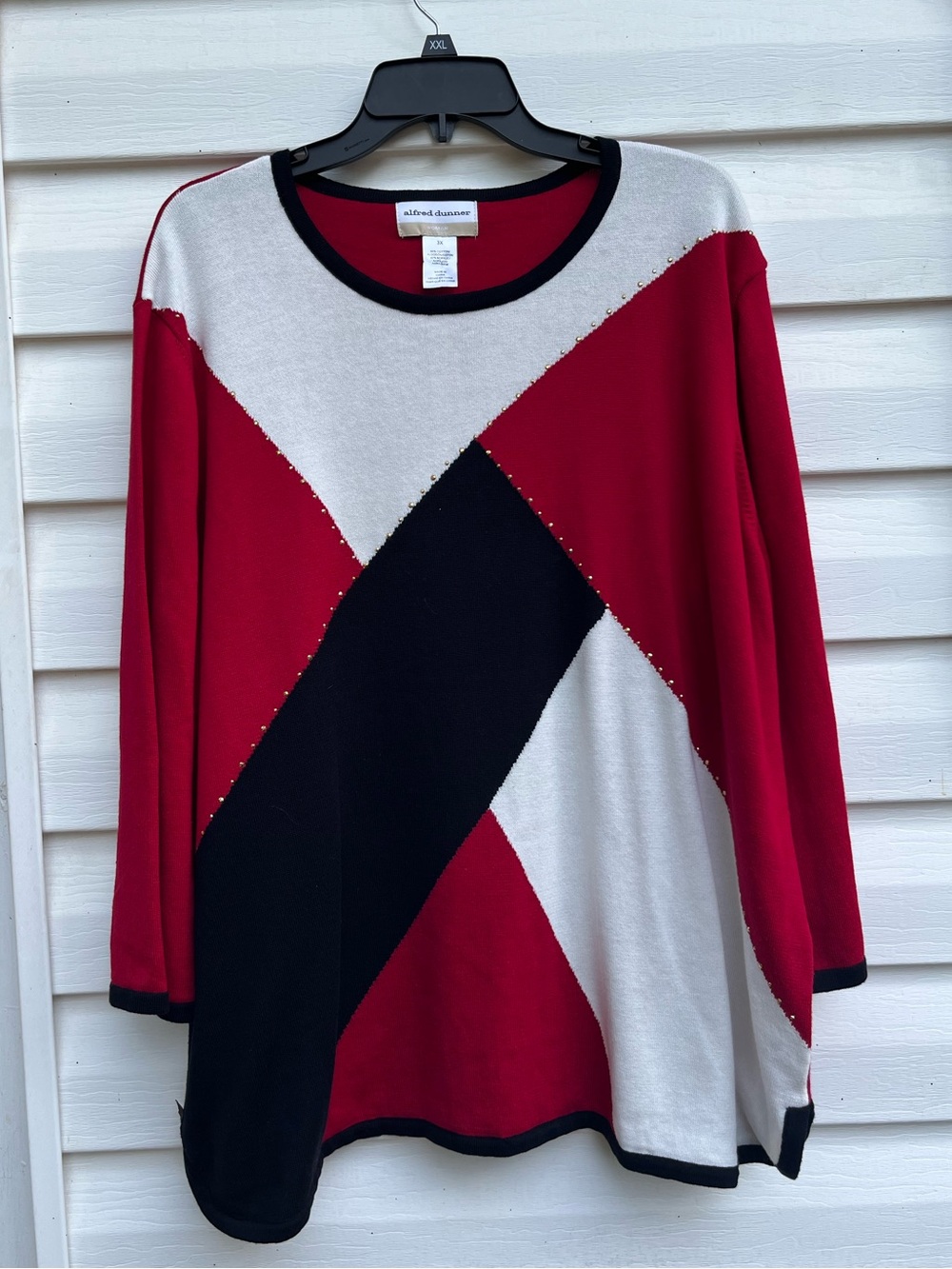 Alfred Dunner Red, Black & White Colorblock Long-Sleeve Knit Top 3X Plus size